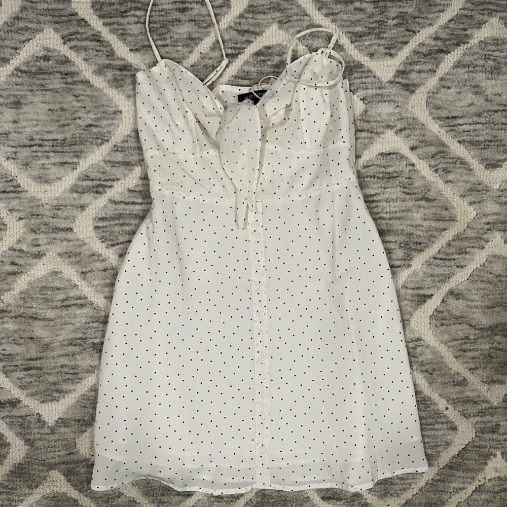 white dress with gold accents NWT